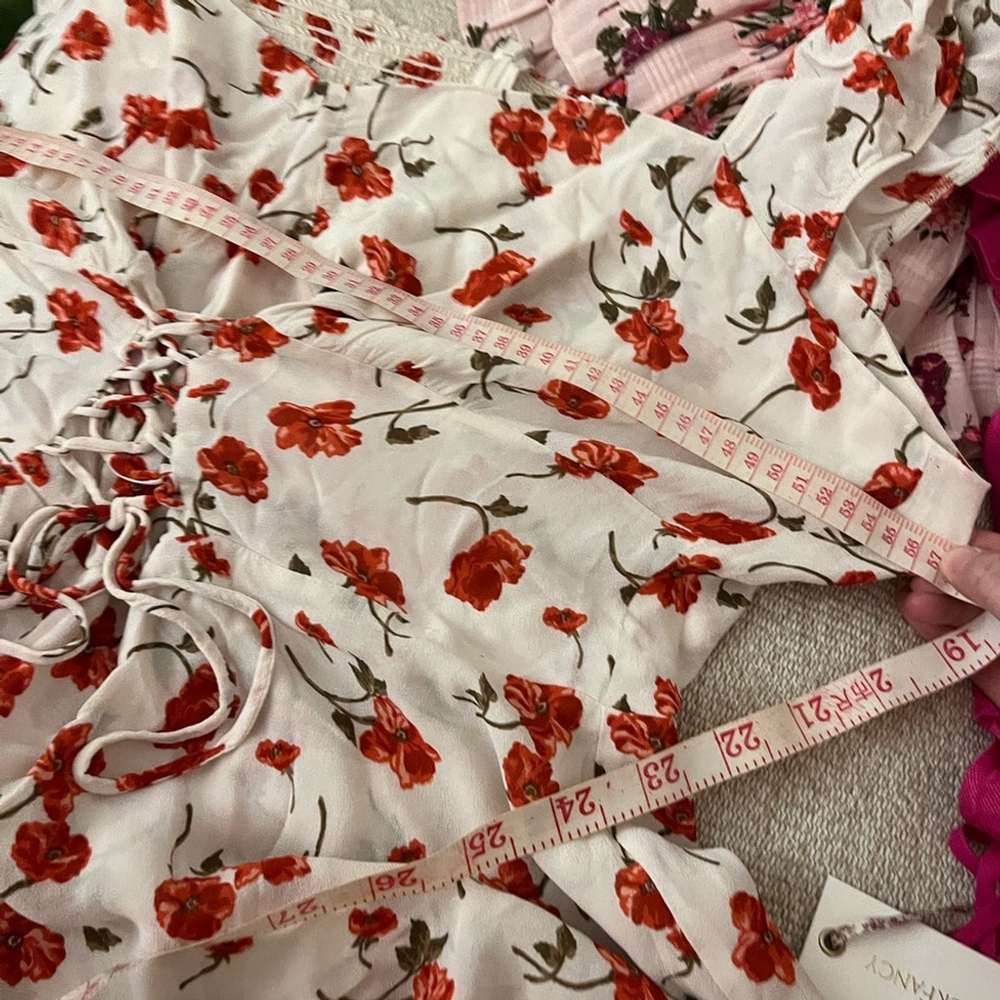 🌹 Reformation Jess Jubilee Dress | Size 22 Red Floral Lace Up Corset Mini Plus - Picture 4 of 6